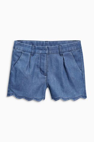 Denim Mid Blue Scallop Shorts (3-16yrs)